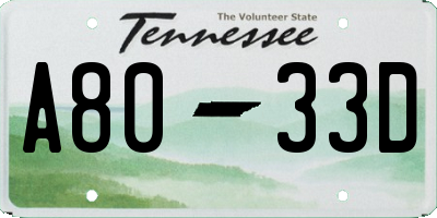 TN license plate A8033D