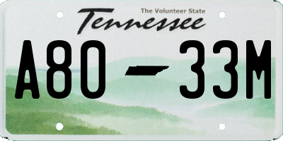 TN license plate A8033M