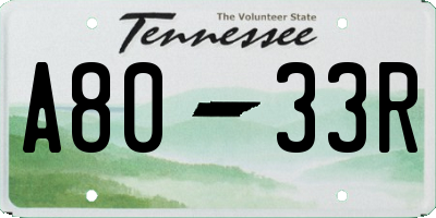 TN license plate A8033R