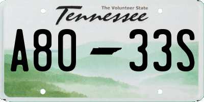 TN license plate A8033S