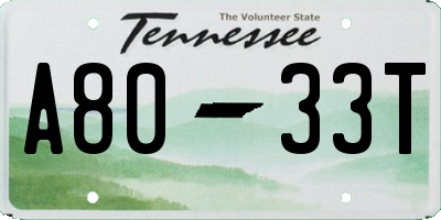 TN license plate A8033T