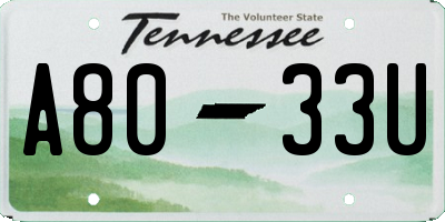 TN license plate A8033U