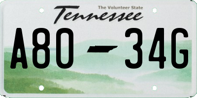 TN license plate A8034G