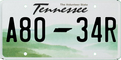 TN license plate A8034R