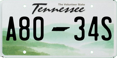 TN license plate A8034S