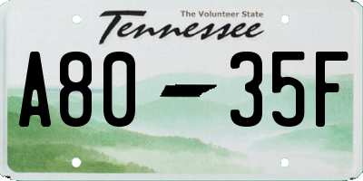 TN license plate A8035F