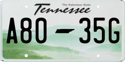 TN license plate A8035G