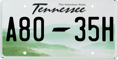 TN license plate A8035H