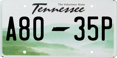 TN license plate A8035P