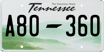 TN license plate A8036O