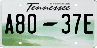 TN license plate A8037E