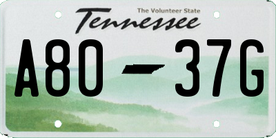 TN license plate A8037G