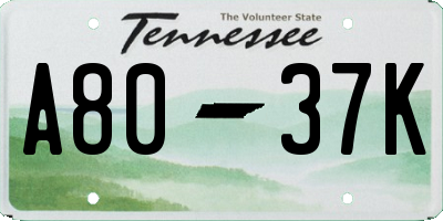 TN license plate A8037K