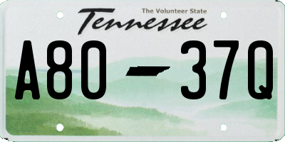 TN license plate A8037Q