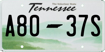 TN license plate A8037S