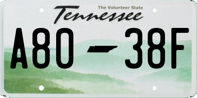 TN license plate A8038F