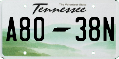 TN license plate A8038N