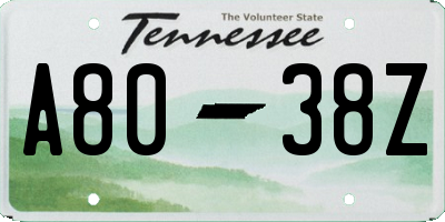 TN license plate A8038Z