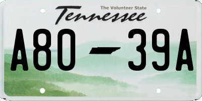 TN license plate A8039A