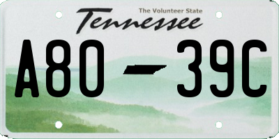 TN license plate A8039C