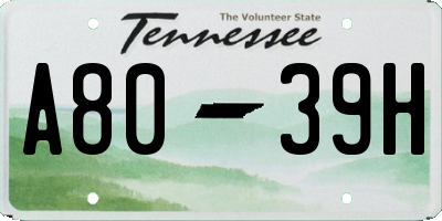 TN license plate A8039H