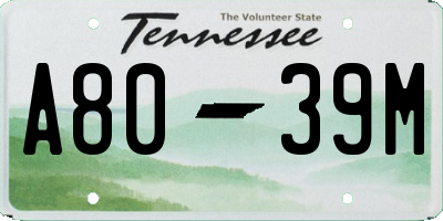 TN license plate A8039M