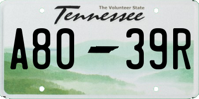 TN license plate A8039R