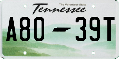 TN license plate A8039T