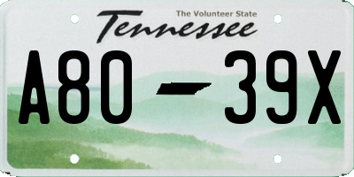 TN license plate A8039X