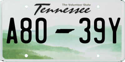 TN license plate A8039Y
