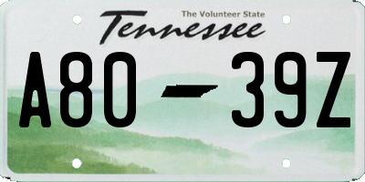 TN license plate A8039Z