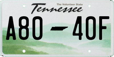 TN license plate A8040F