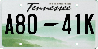 TN license plate A8041K
