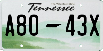TN license plate A8043X