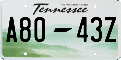 TN license plate A8043Z