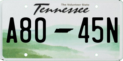 TN license plate A8045N