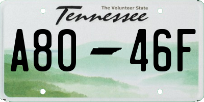 TN license plate A8046F