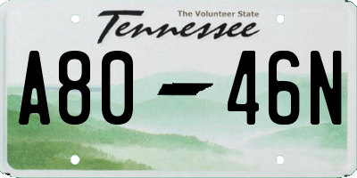 TN license plate A8046N