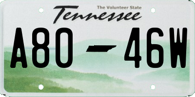 TN license plate A8046W