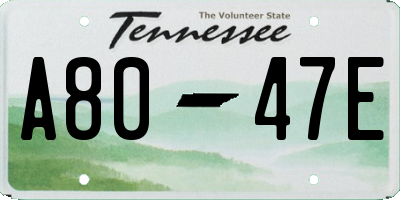 TN license plate A8047E