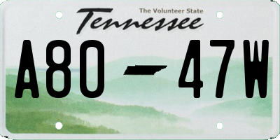 TN license plate A8047W