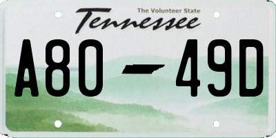 TN license plate A8049D