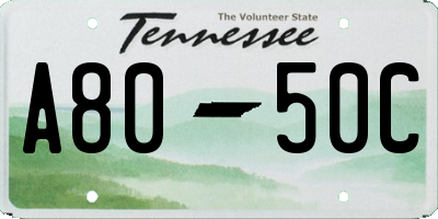 TN license plate A8050C