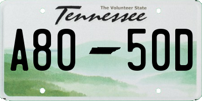 TN license plate A8050D
