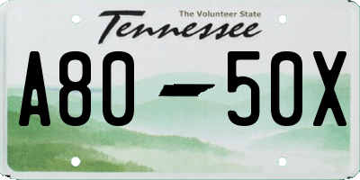 TN license plate A8050X