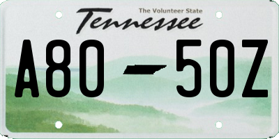 TN license plate A8050Z