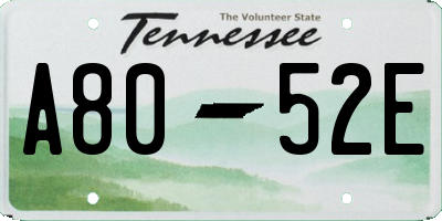 TN license plate A8052E