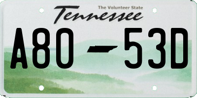 TN license plate A8053D