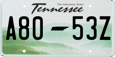 TN license plate A8053Z