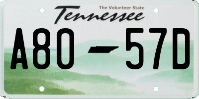 TN license plate A8057D